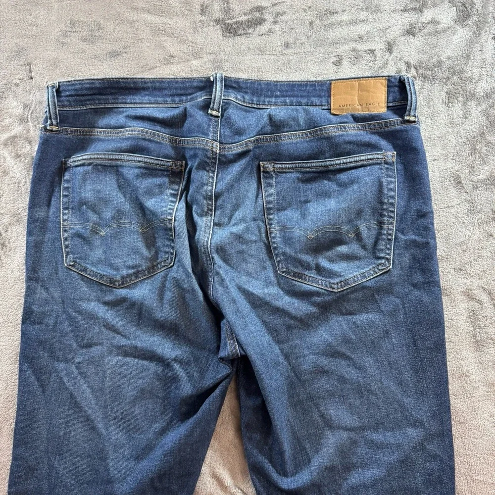 American Eagle AirFlex + Jeans Mens Size 36x30 Blue Slim Straight Stretch Faded‎